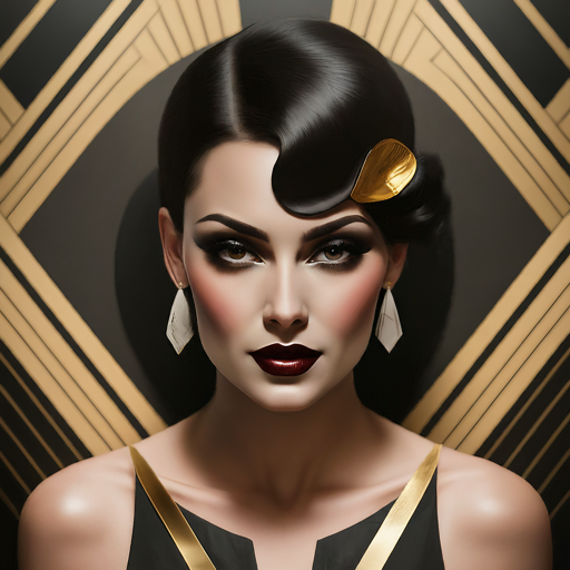 A portrait of a woman in the style of Art Deco